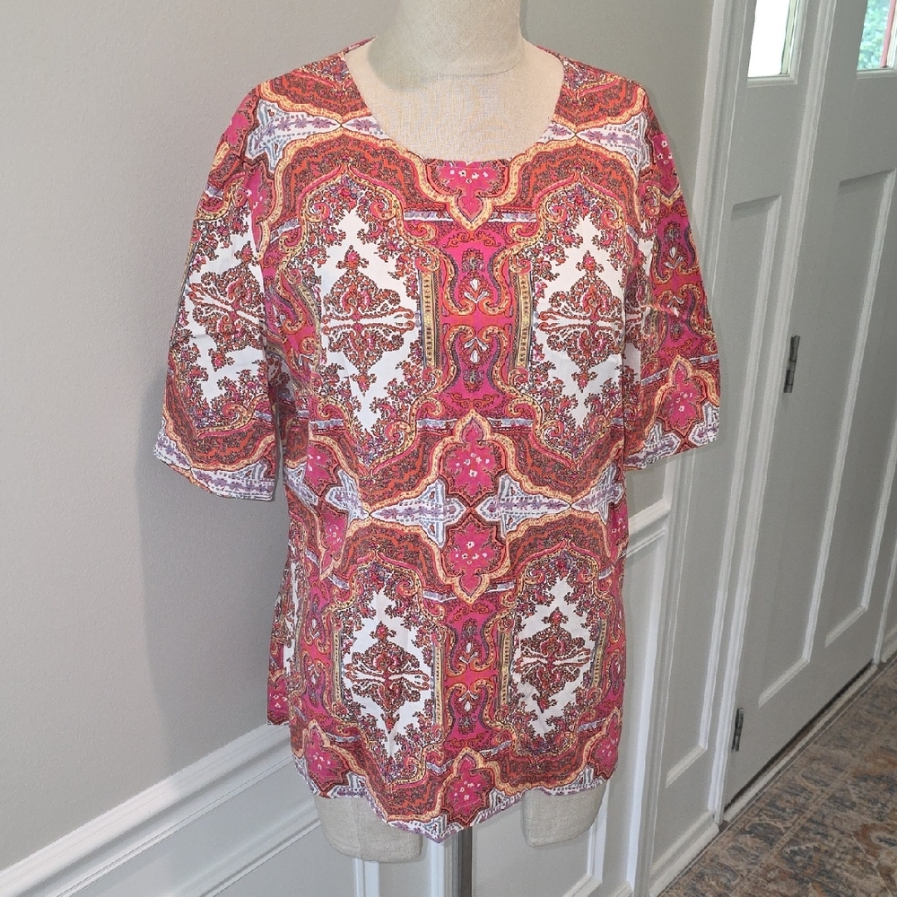 Talbots Pink and White Paisley Blouse